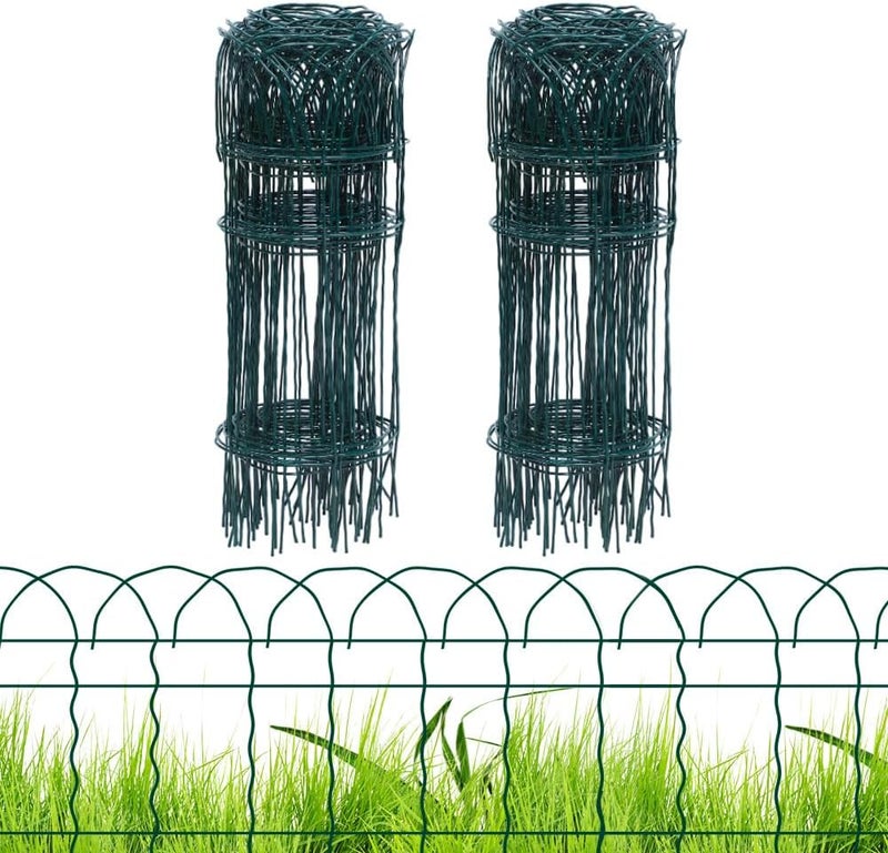 PROWORX 2 Rolls Green Garden Fence Border, 14 in x 40 ft Metal Folding Fence Wire Roll Garden Border Edging, Garden Fence Roll Flower Bed Fencing for Outdoor Yard - Image 1